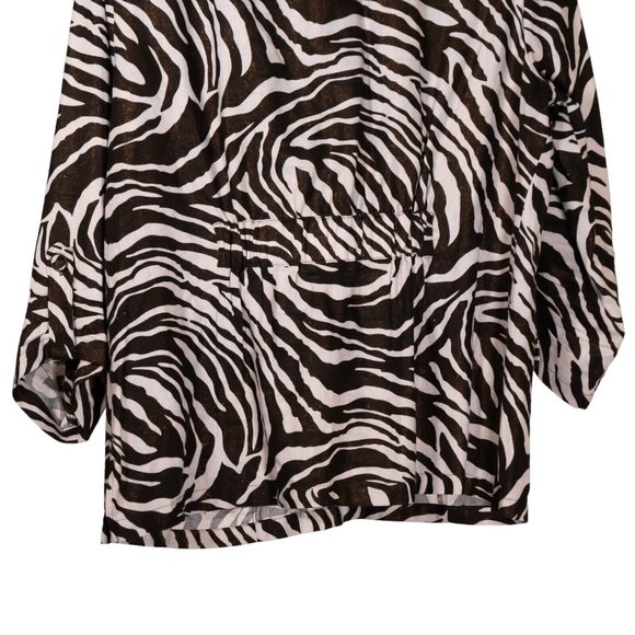 Chico's Womens Jacket Brown Beige Animal Print Linen Blend Button Glitter 2 L/12 - Picture 9 of 10